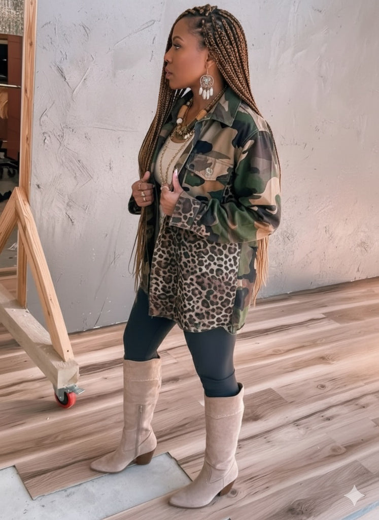 Camo Leopard Oversized Shacket