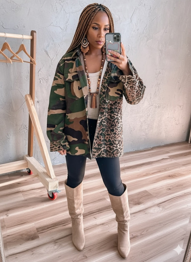 Camo Leopard Oversized Shacket