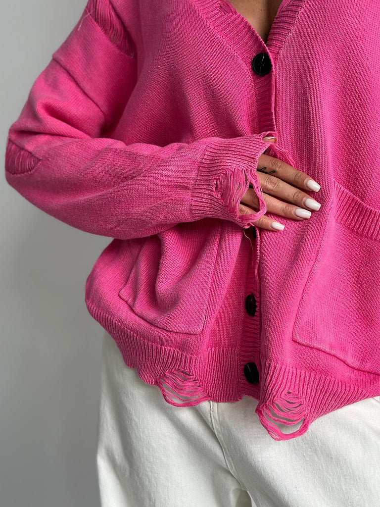 Distressed Button Down Cardigan