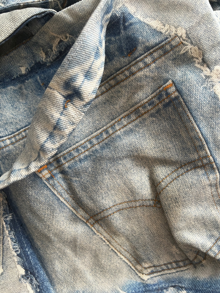 Back Pocket Denim Print Tote