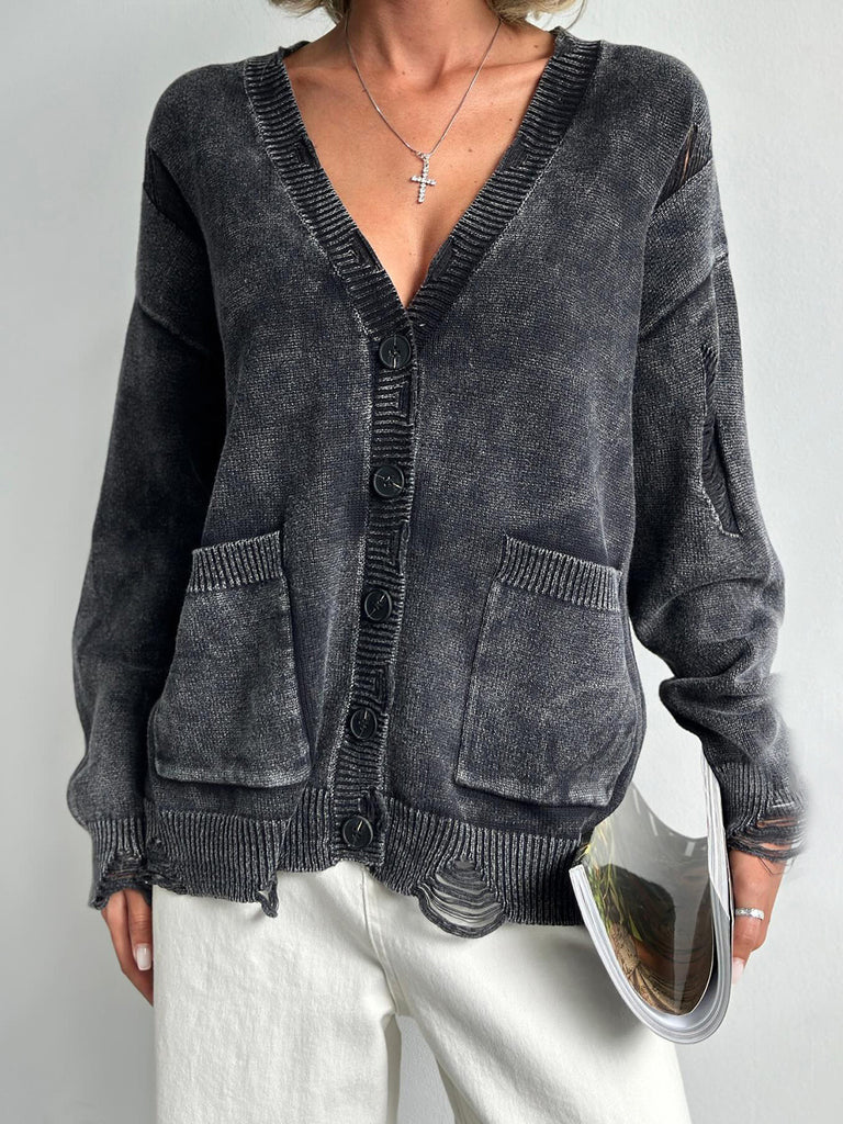 Distressed Button Down Cardigan