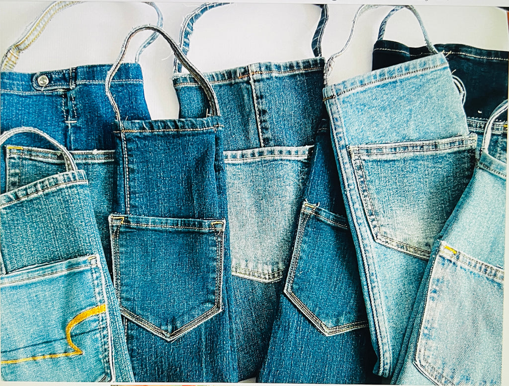 Repurposed Denim Wine Bag