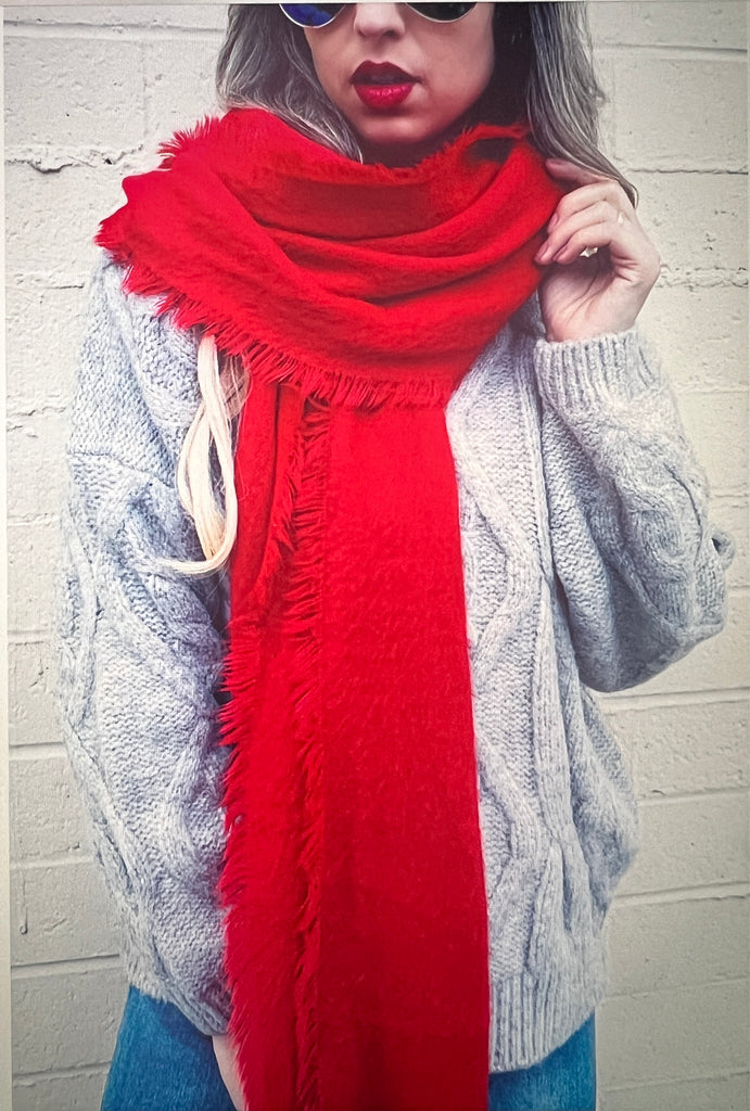 Fringe Blanket Oblong Scarf