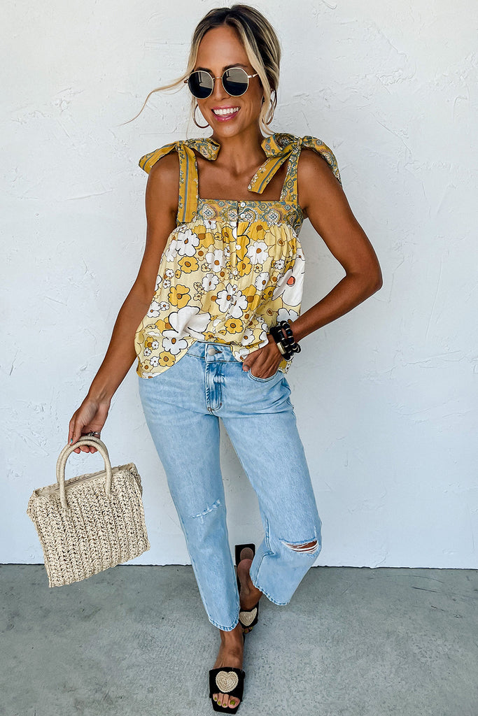 Floral Patchwork Tied Tank