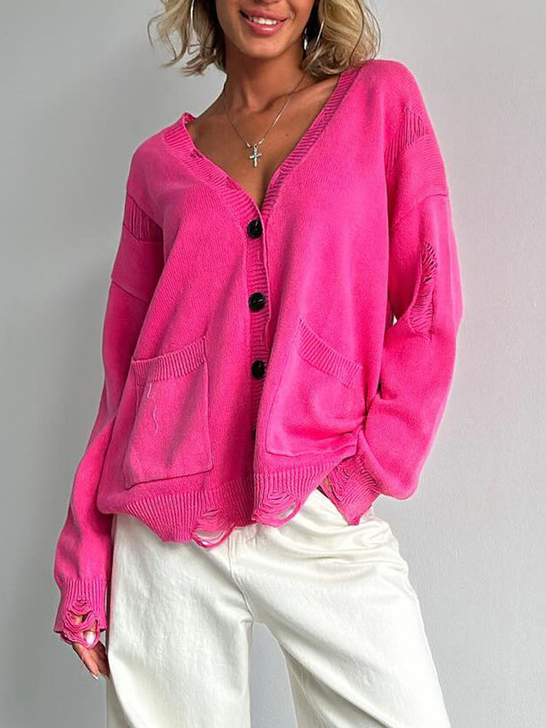 Distressed Button Down Cardigan