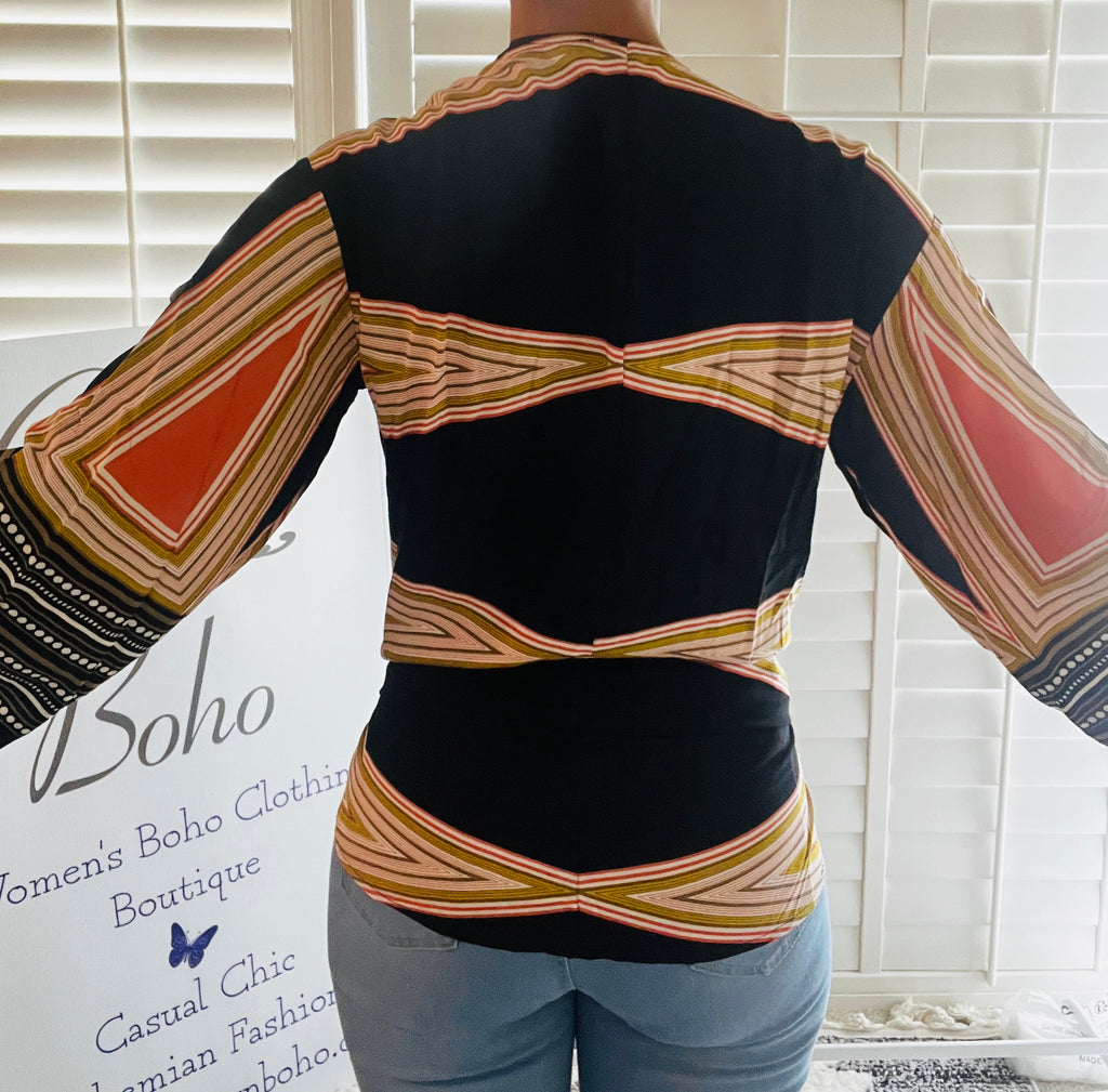 Geo Print Kimono Cardigan