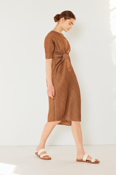 Marina West Pleated Dolman Sleeve Dress