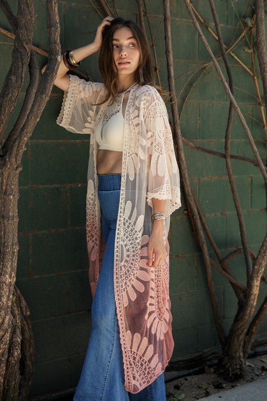 Ombre Lace Kimono - shopcrownboho
